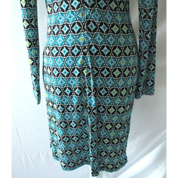 Calvin Klein Women's Multi Color Long Sleeve Stretch Zip Back Dress Size 10 - Picture 7 of 9